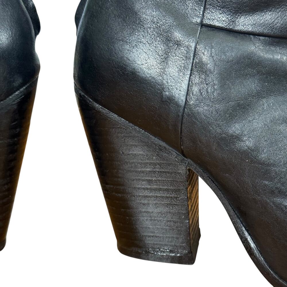 Rag & Bone Newbury Black Chunky High Heel Leather Ankle Booties Boots Shoes 8.5 - Picture 3 of 16